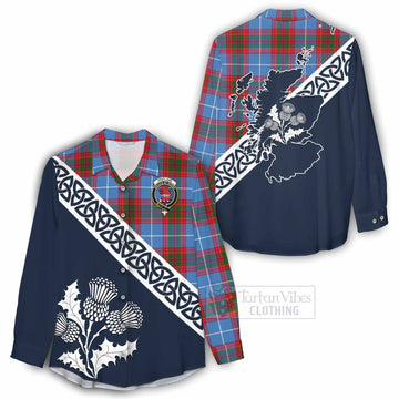 Pentland Tartan Women's Casual Shirt Featuring Thistle and Scotland Map - Tartan Vibes Clothing