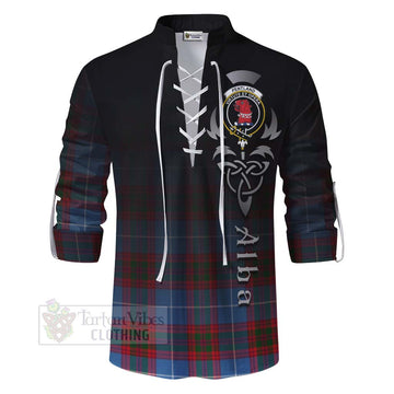 Tartan Vibes Clothing Pentland Tartan Ghillie Kilt Shirt Featuring Alba Gu Brath Family Crest Celtic Inspired