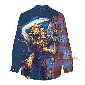 Pentland Tartan Family Crest Women's Casual Shirt with Scottish Majestic Lion - Tartan Vibes Clothing