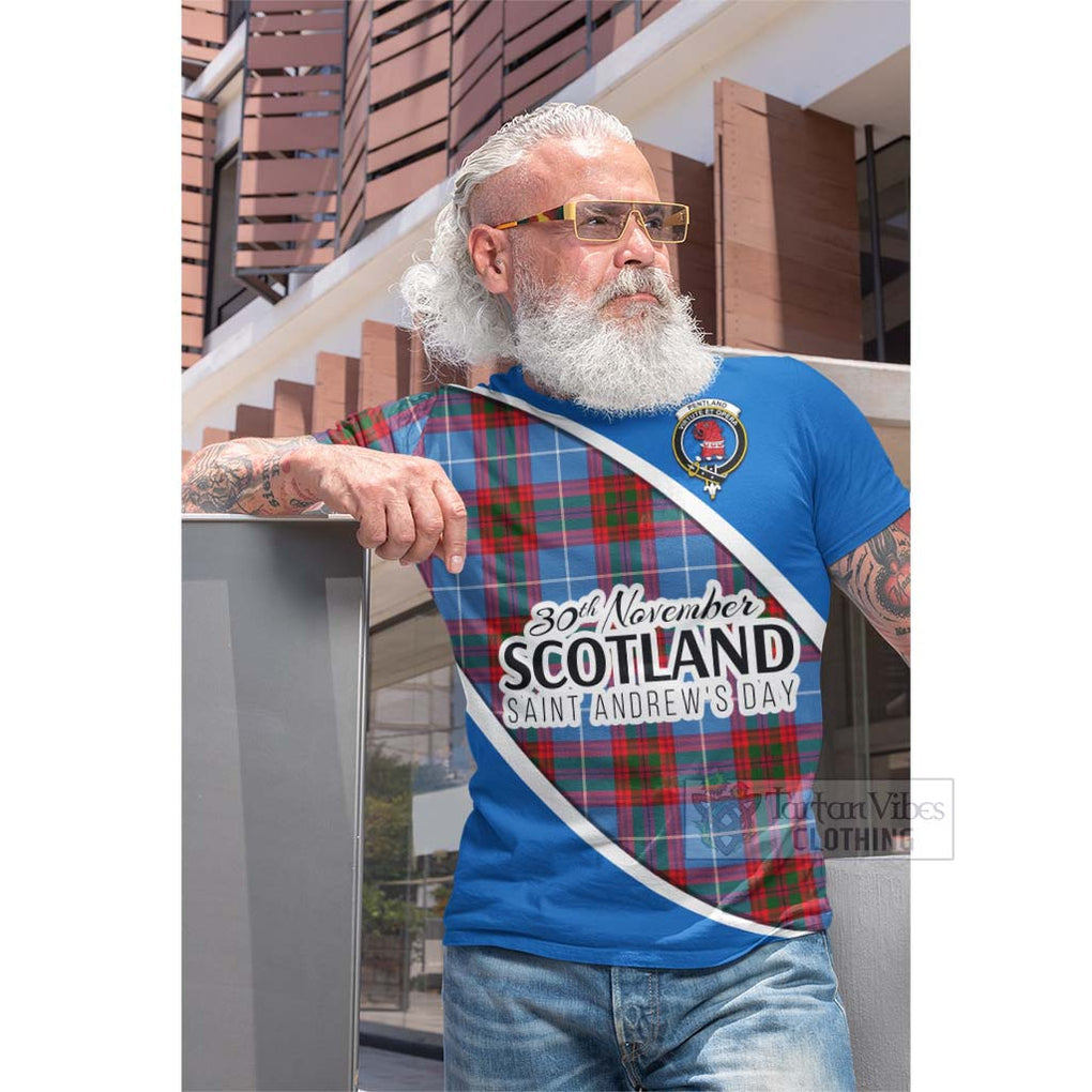 Tartan Vibes Clothing Pentland Family Crest Tartan Cotton T-shirt Celebrate Saint Andrew's Day in Style