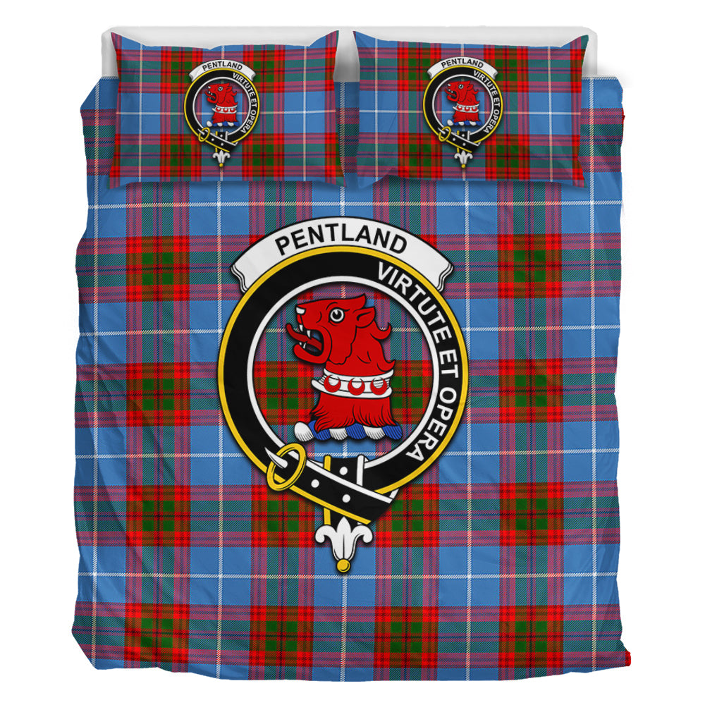 Pentland Tartan Bedding Set with Family Crest - Tartan Vibes Clothing