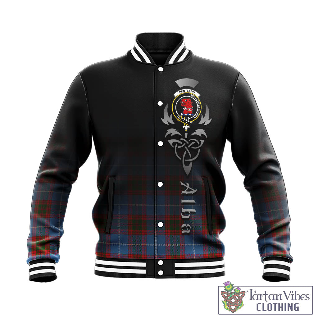Pentland Tartan Baseball Jacket Featuring Alba Gu Brath Family Crest Celtic Inspired - Tartan Vibes Clothing