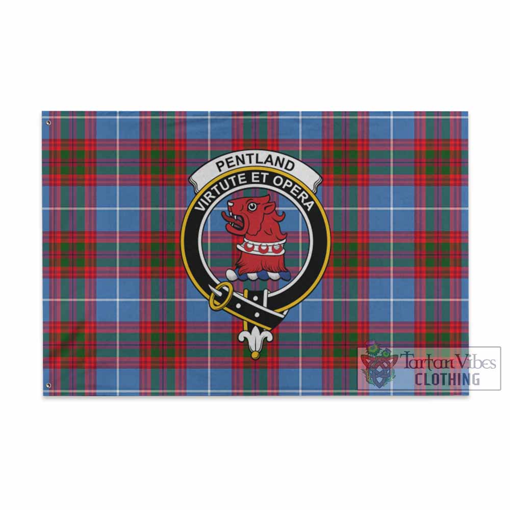 Tartan Vibes Clothing Pentland Tartan House Flag with Family Crest