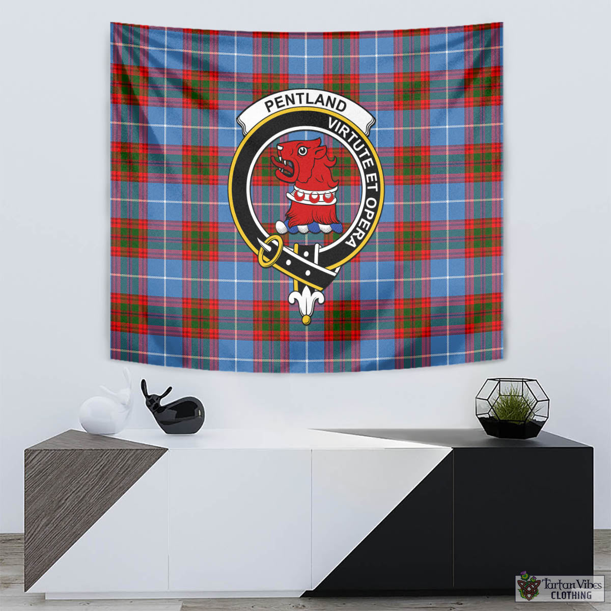 Pentland Tartan Tapestry Wall Hanging and Home Decor for Room with Family Crest - Tartan Vibes Clothing