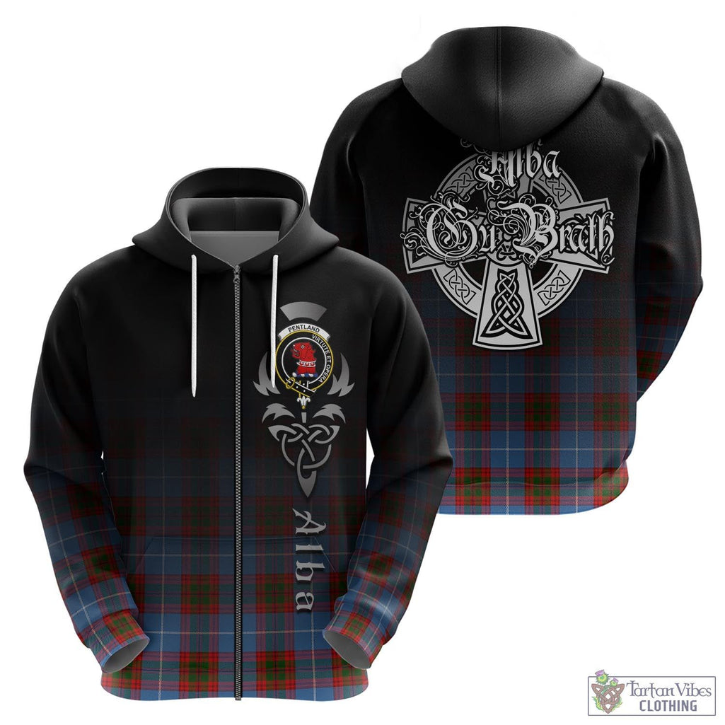 Pentland Tartan Hoodie Featuring Alba Gu Brath Family Crest Celtic Inspired - Tartan Vibes Clothing