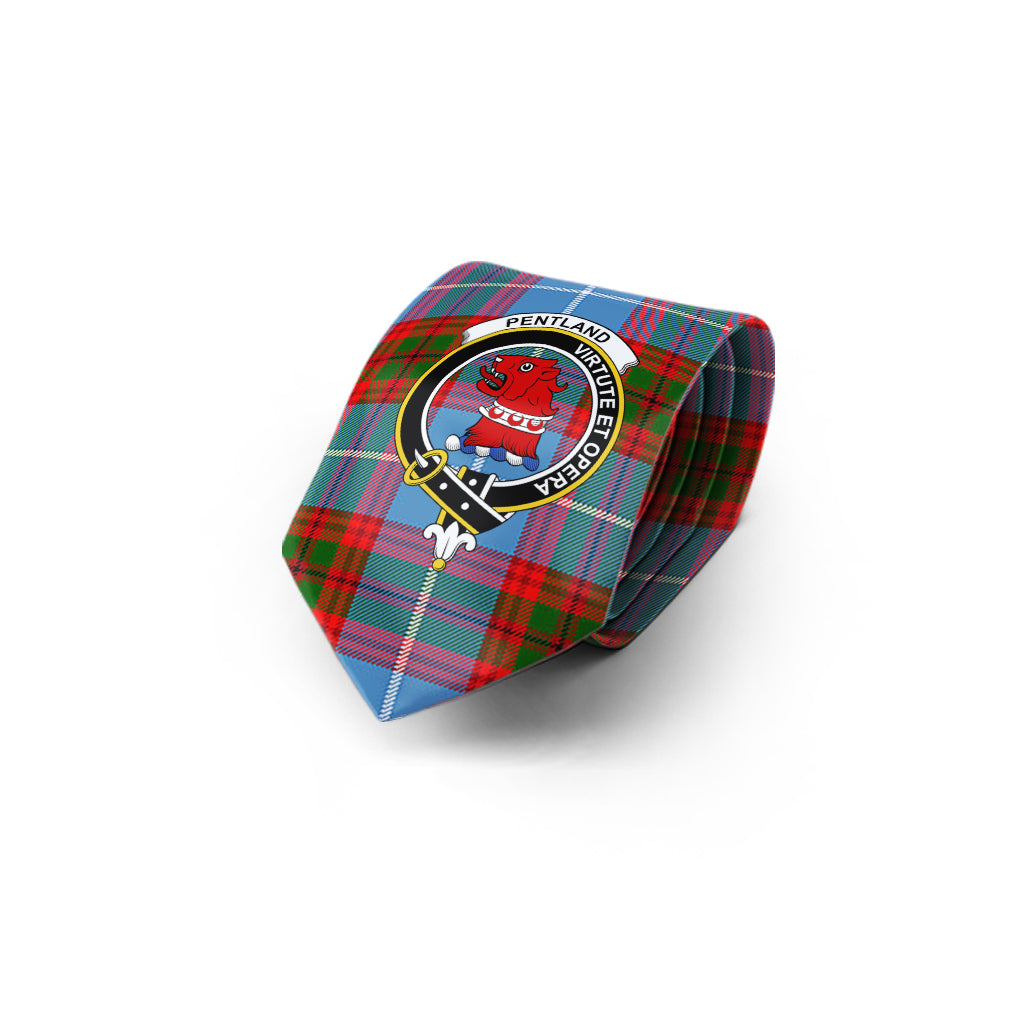 Pentland Tartan Classic Necktie with Family Crest - Tartan Vibes Clothing