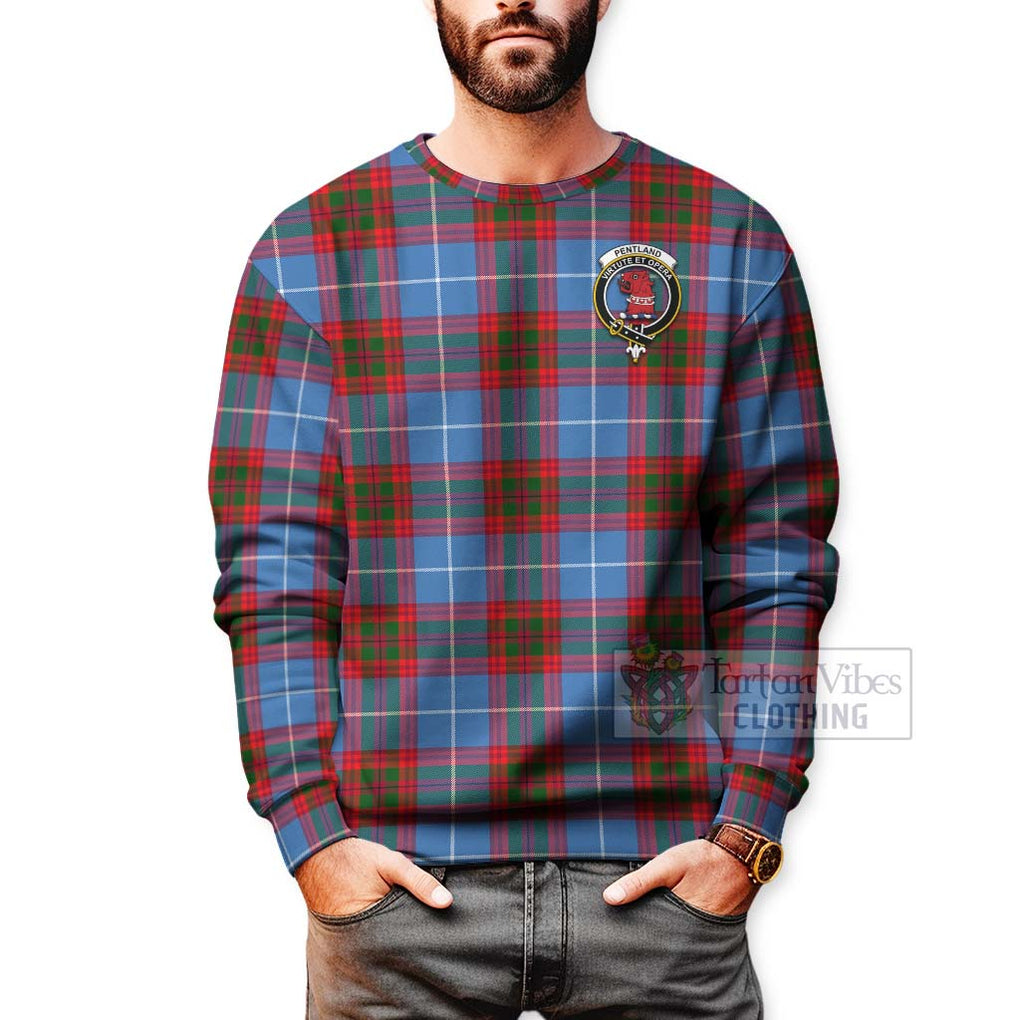 Pentland Tartan Sweatshirt with Family Crest Celtic Skull Style - Tartan Vibes Clothing
