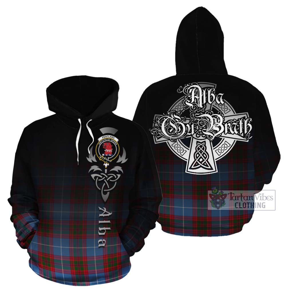Tartan Vibes Clothing Pentland Tartan Cotton Hoodie Featuring Alba Gu Brath Family Crest Celtic Inspired