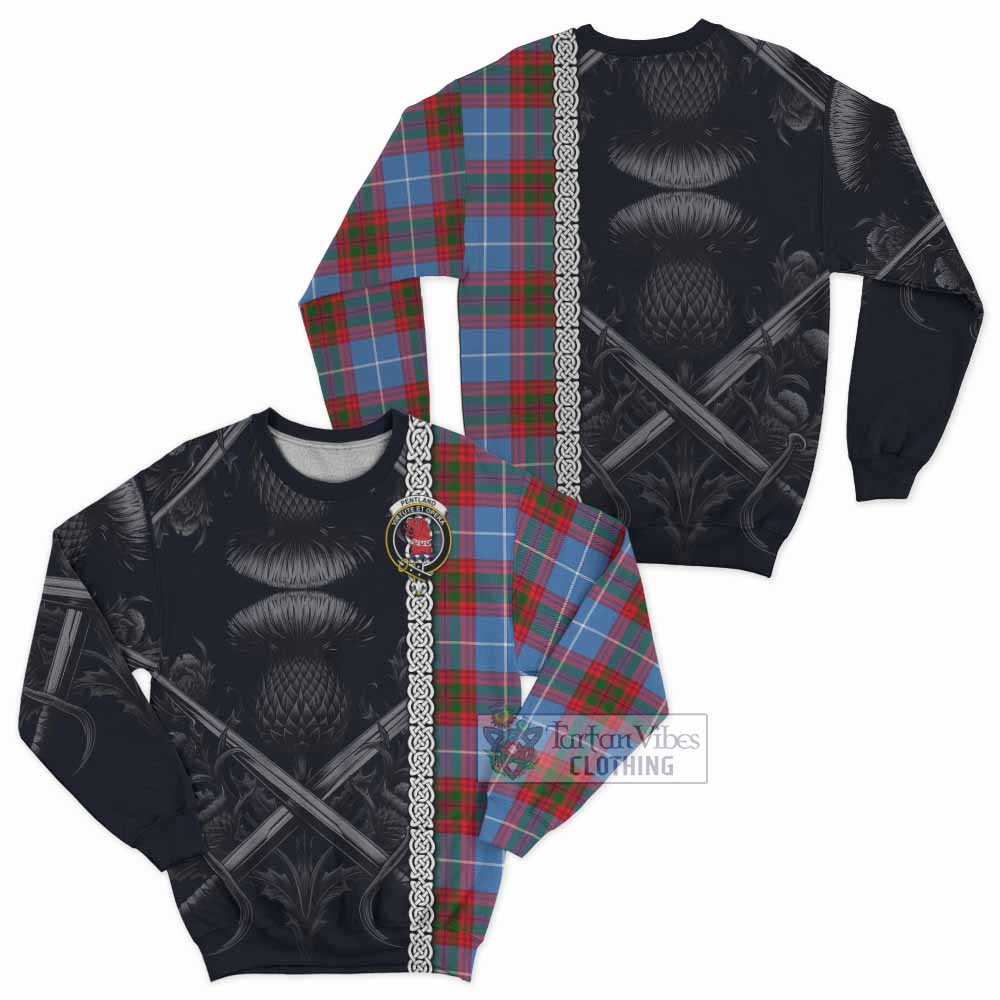 Pentland Tartan Sweatshirt with Family Crest Cross Sword Thistle Celtic Vibes - Tartan Vibes Clothing