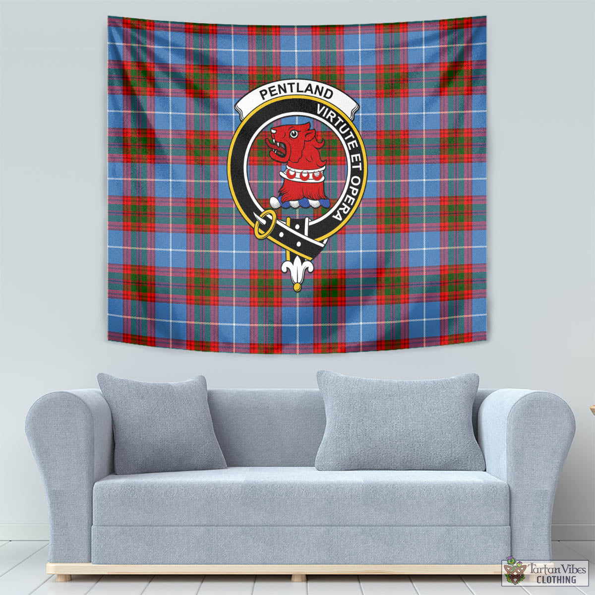Pentland Tartan Tapestry Wall Hanging and Home Decor for Room with Family Crest - Tartan Vibes Clothing
