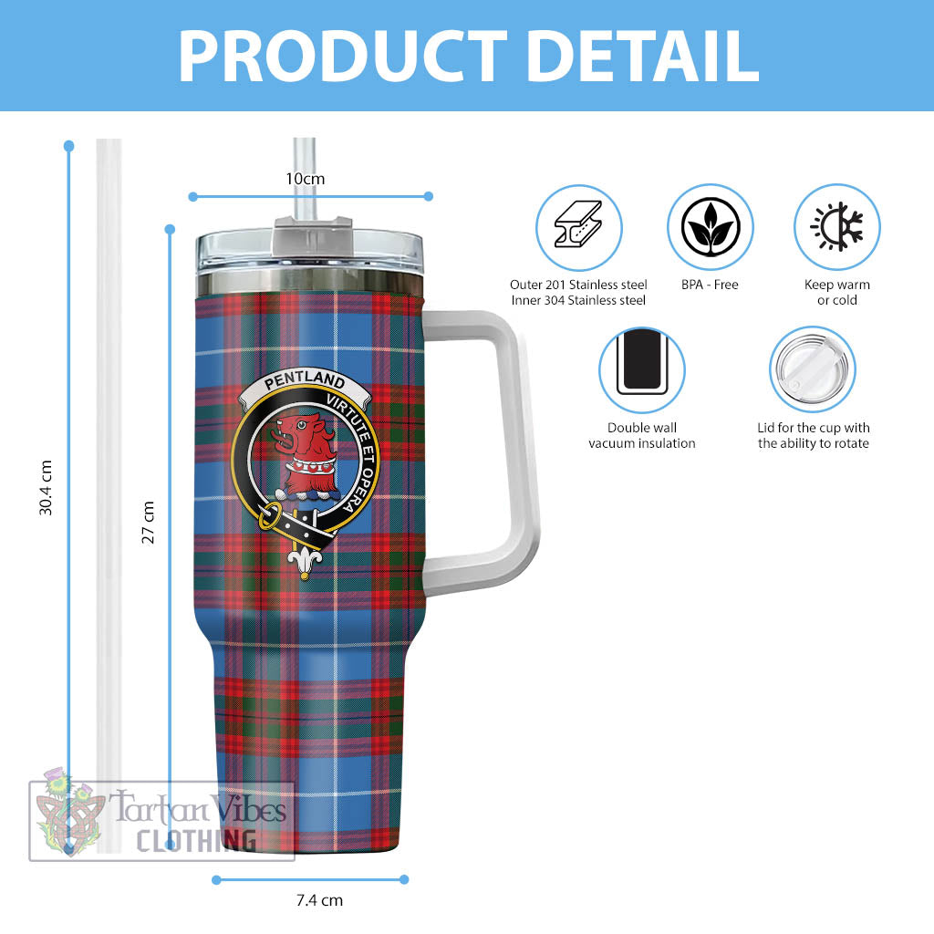 Pentland Tartan Tumbler with Handle with Family Crest - Tartan Vibes Clothing