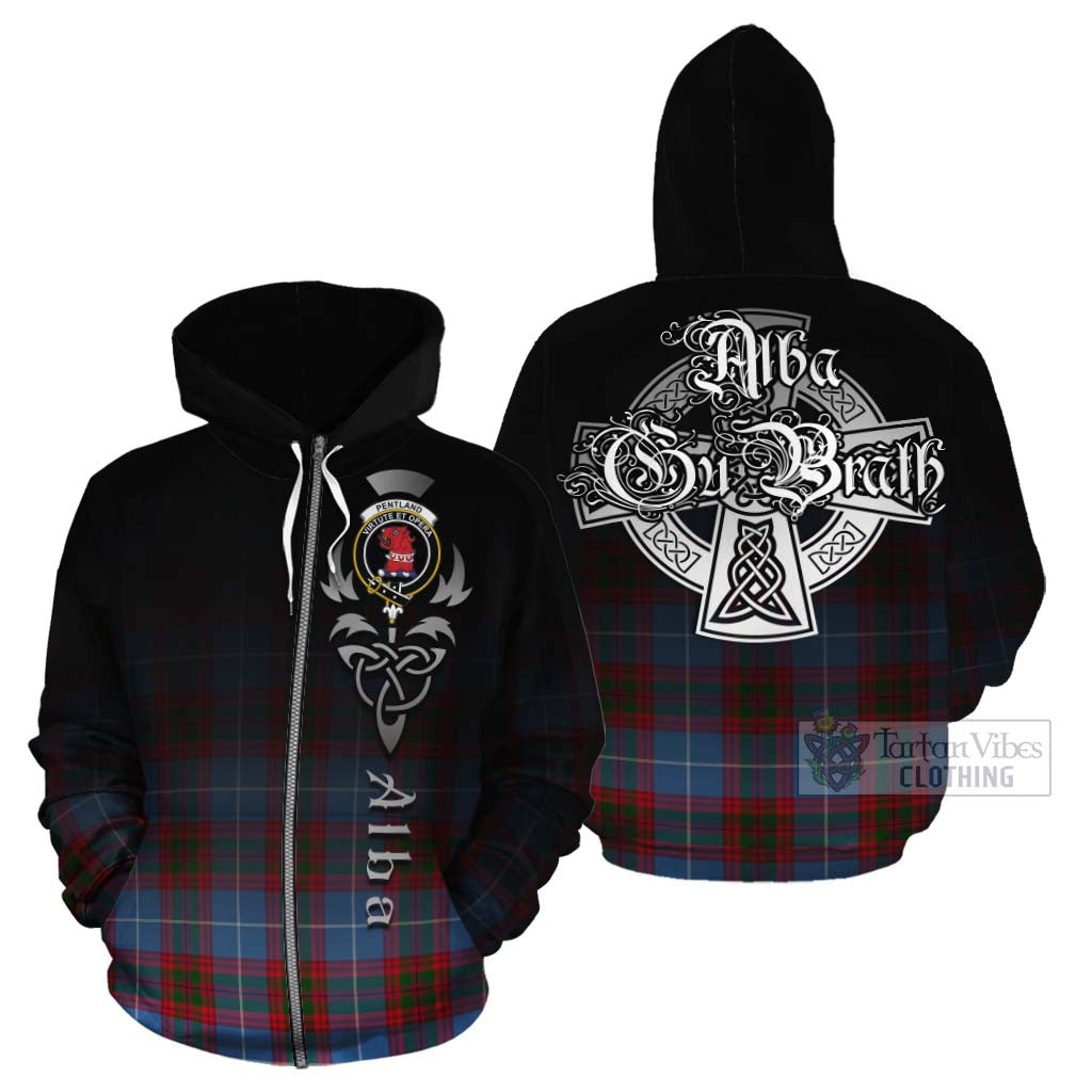 Tartan Vibes Clothing Pentland Tartan Cotton Hoodie Featuring Alba Gu Brath Family Crest Celtic Inspired