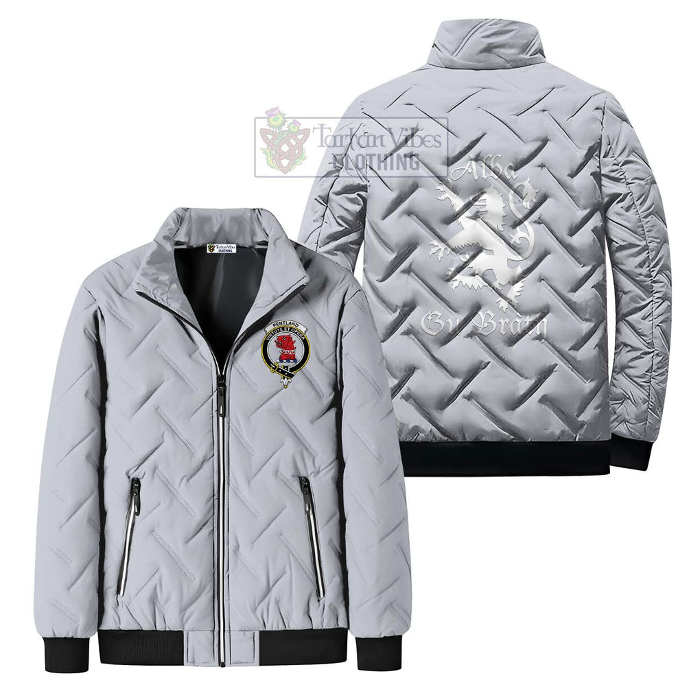 Pentland Family Crest Padded Cotton Jacket Lion Rampant Alba Gu Brath Style Gray Unisex - 2D-tartanvibesclothing