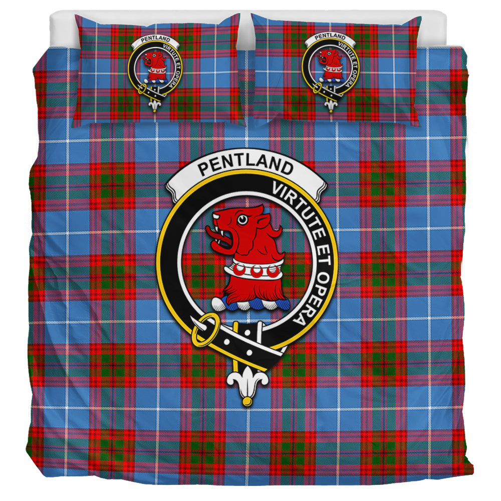 Pentland Tartan Bedding Set with Family Crest UK Bedding Set UK Super King 104*94 inch - Tartan Vibes Clothing
