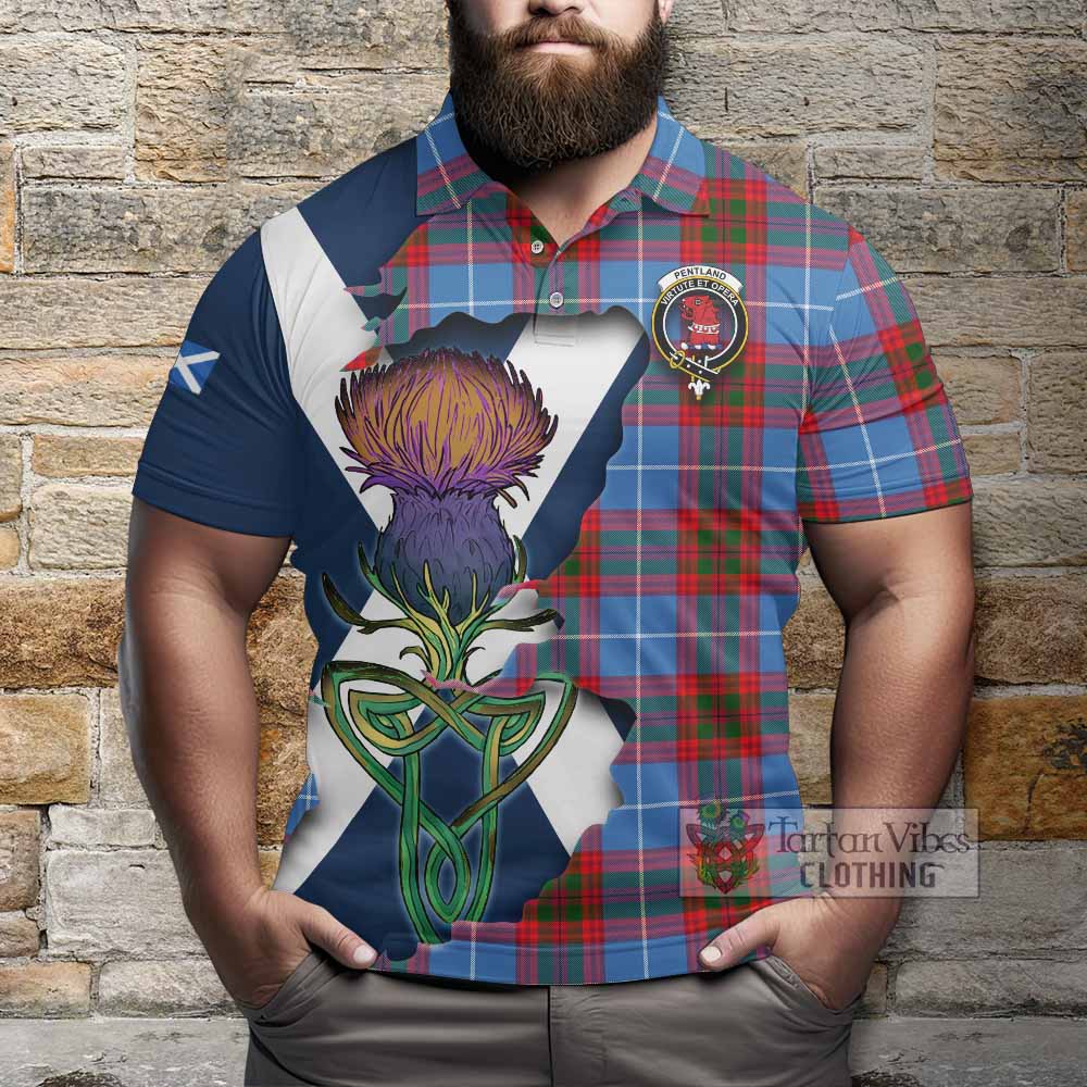 Pentland Tartan Family Crest Polo Shirt Scottish Thistle Celtic Inspired - Tartan Vibes Clothing
