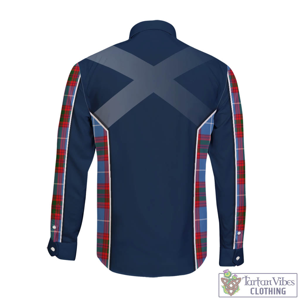 Pentland Tartan Long Sleeve Button Up Shirt with Family Crest and Lion Rampant Vibes Sport Style