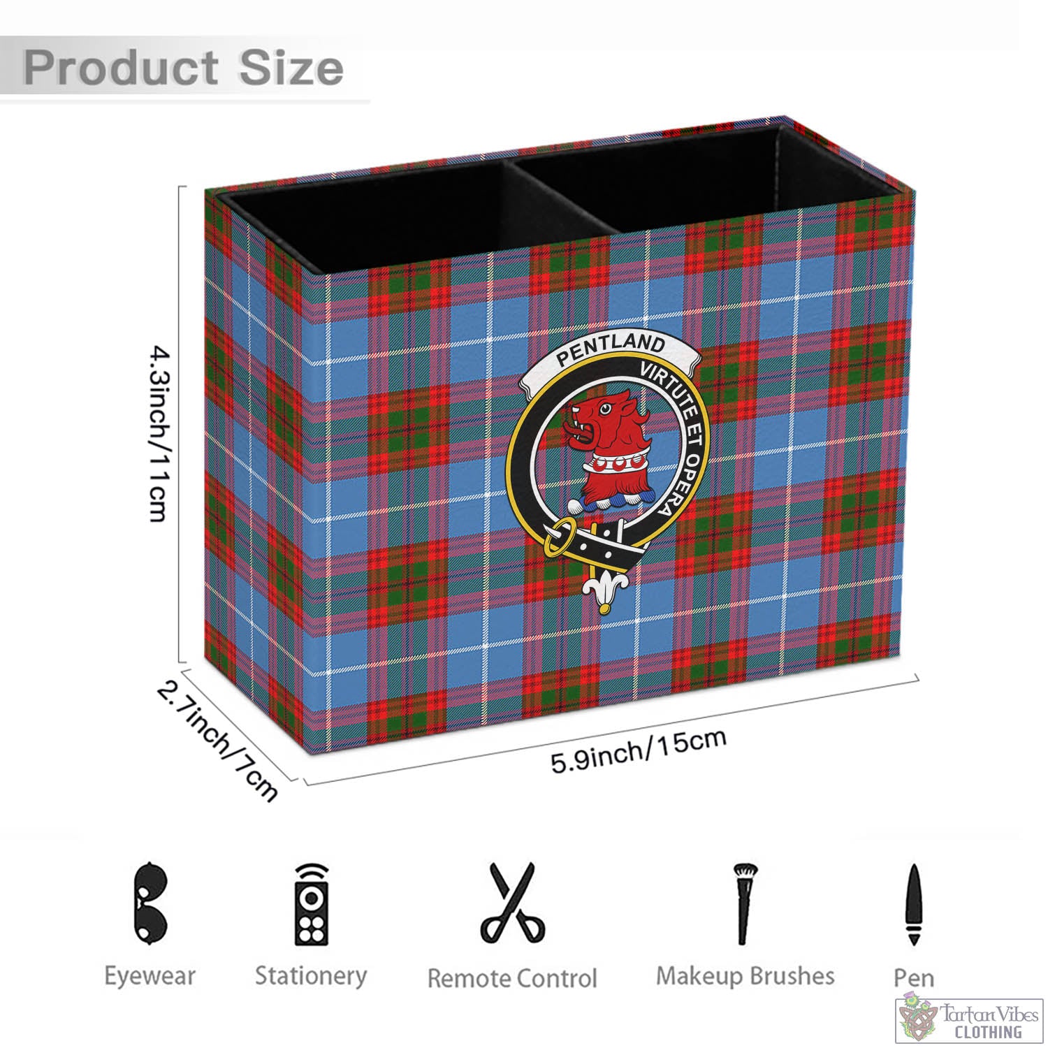 Pentland Tartan Pen Holder with Family Crest - Tartan Vibes Clothing