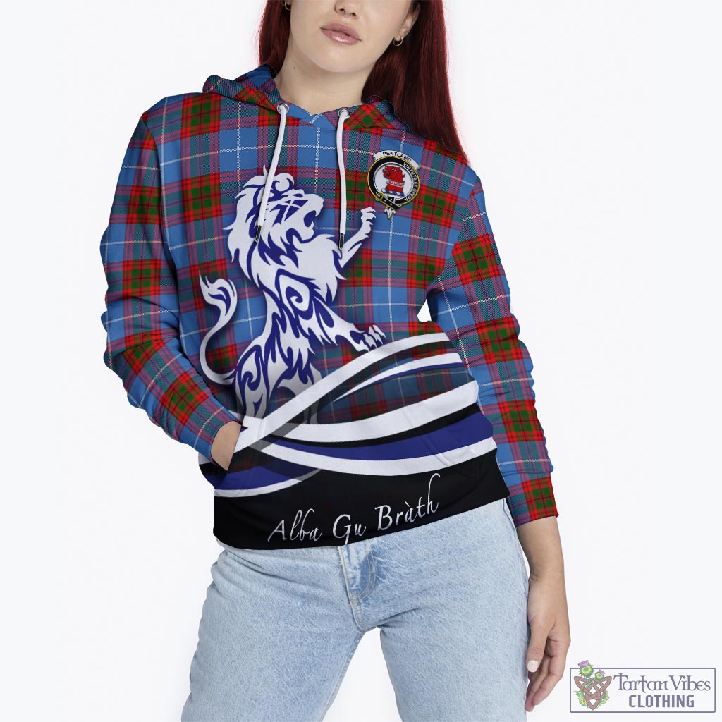 Pentland Tartan Hoodie with Alba Gu Brath Regal Lion Emblem - Tartan Vibes Clothing