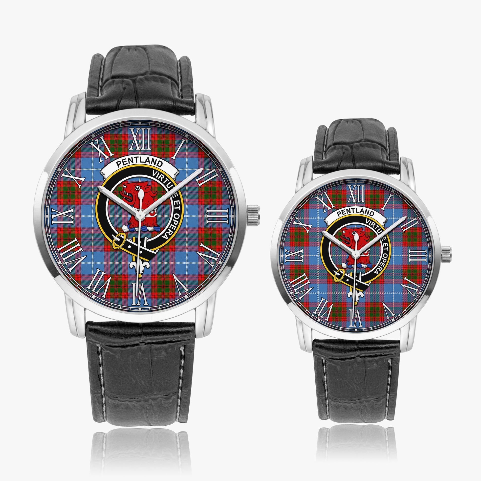 Pentland Tartan Family Crest Leather Strap Quartz Watch - Tartan Vibes Clothing