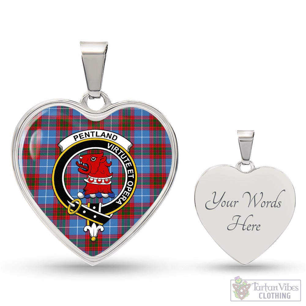 Pentland Tartan Heart Necklace with Family Crest Luxury Necklace (Silver) Yes - Tartan Vibes Clothing