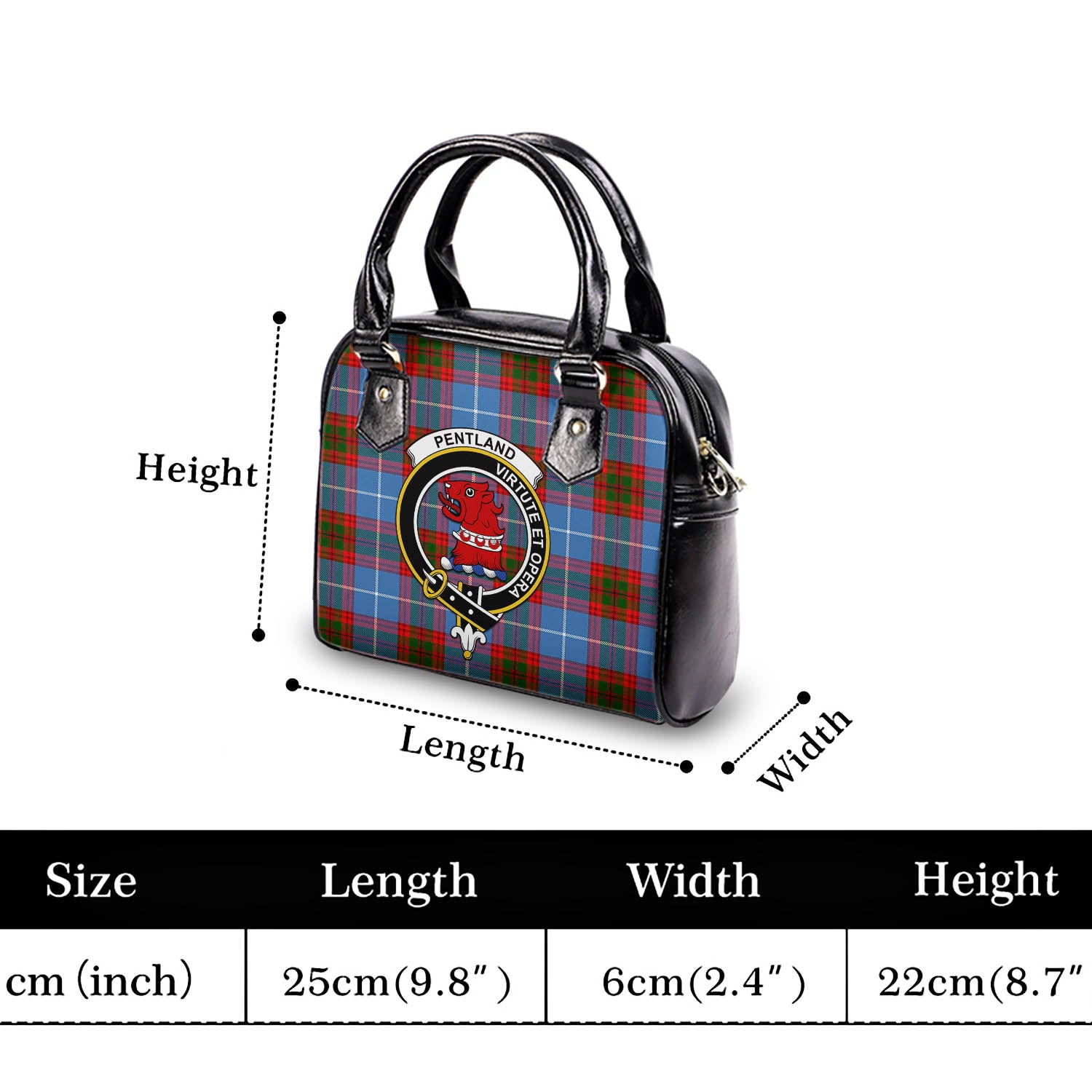 Pentland Tartan Shoulder Handbags with Family Crest - Tartan Vibes Clothing
