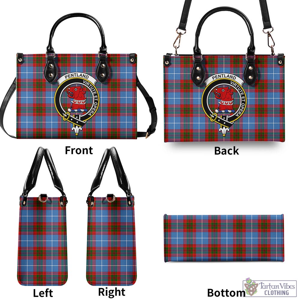 Pentland Tartan Luxury Leather Handbags with Family Crest - Tartan Vibes Clothing