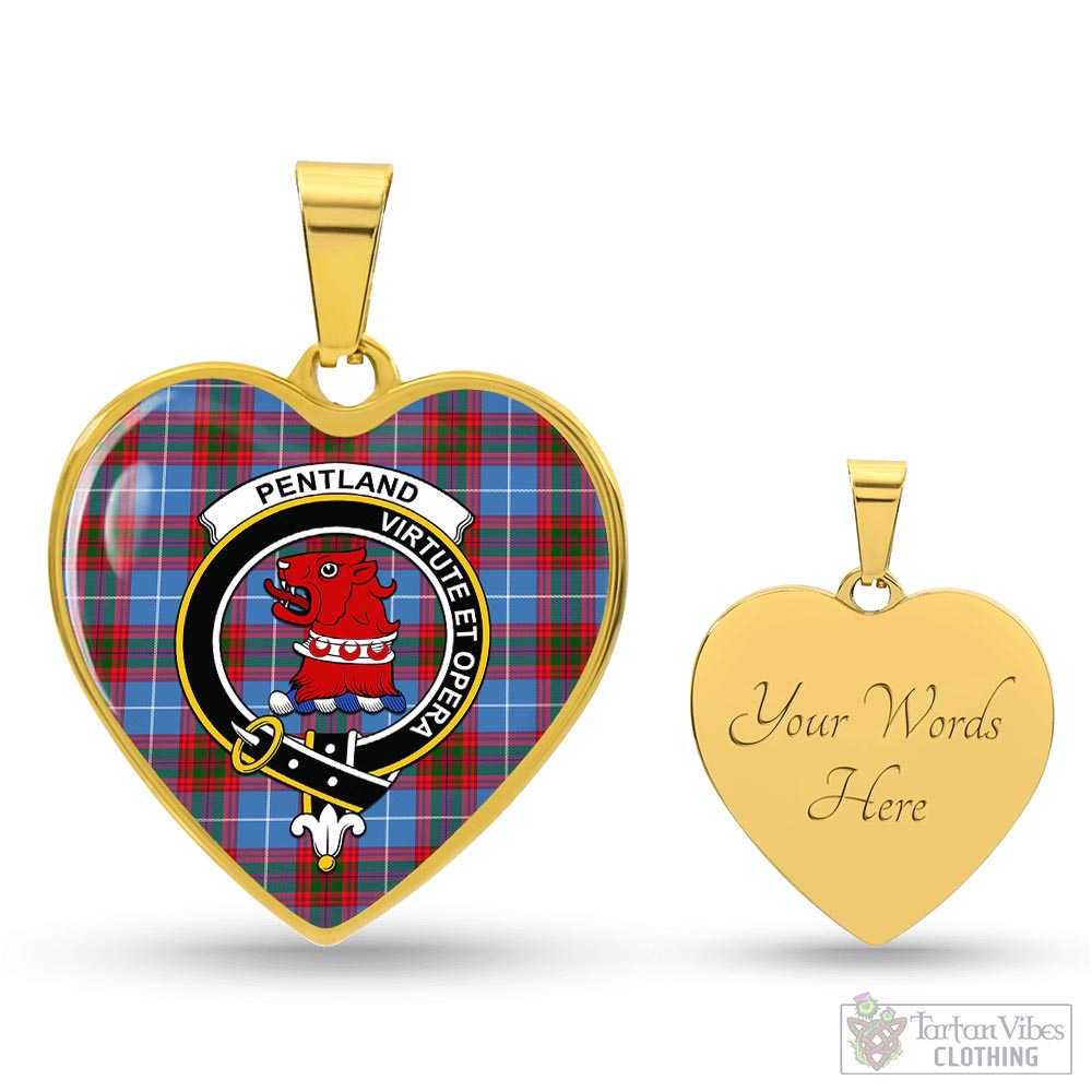 Pentland Tartan Heart Necklace with Family Crest Luxury Necklace (Gold) Yes - Tartan Vibes Clothing