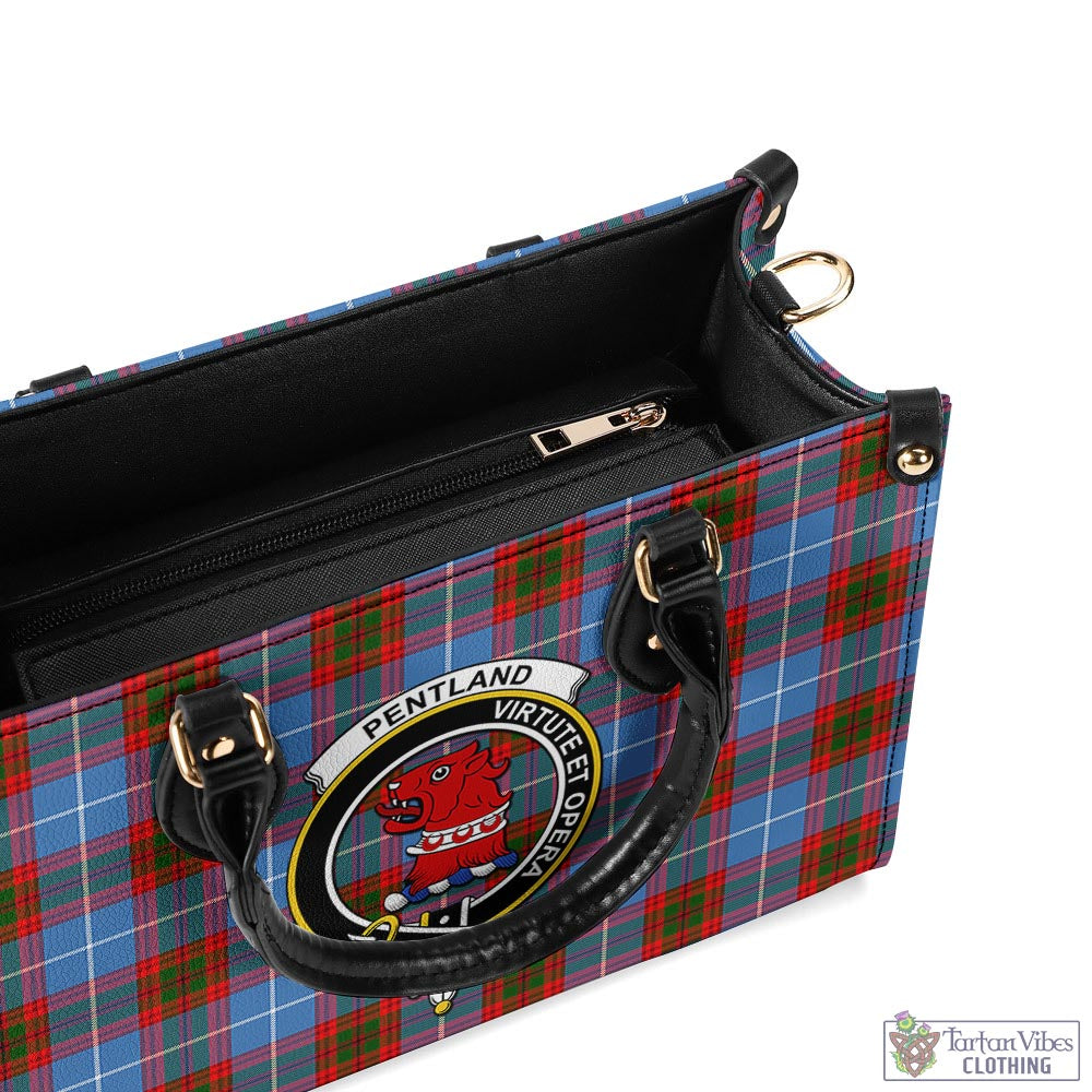 Pentland Tartan Luxury Leather Handbags with Family Crest - Tartan Vibes Clothing