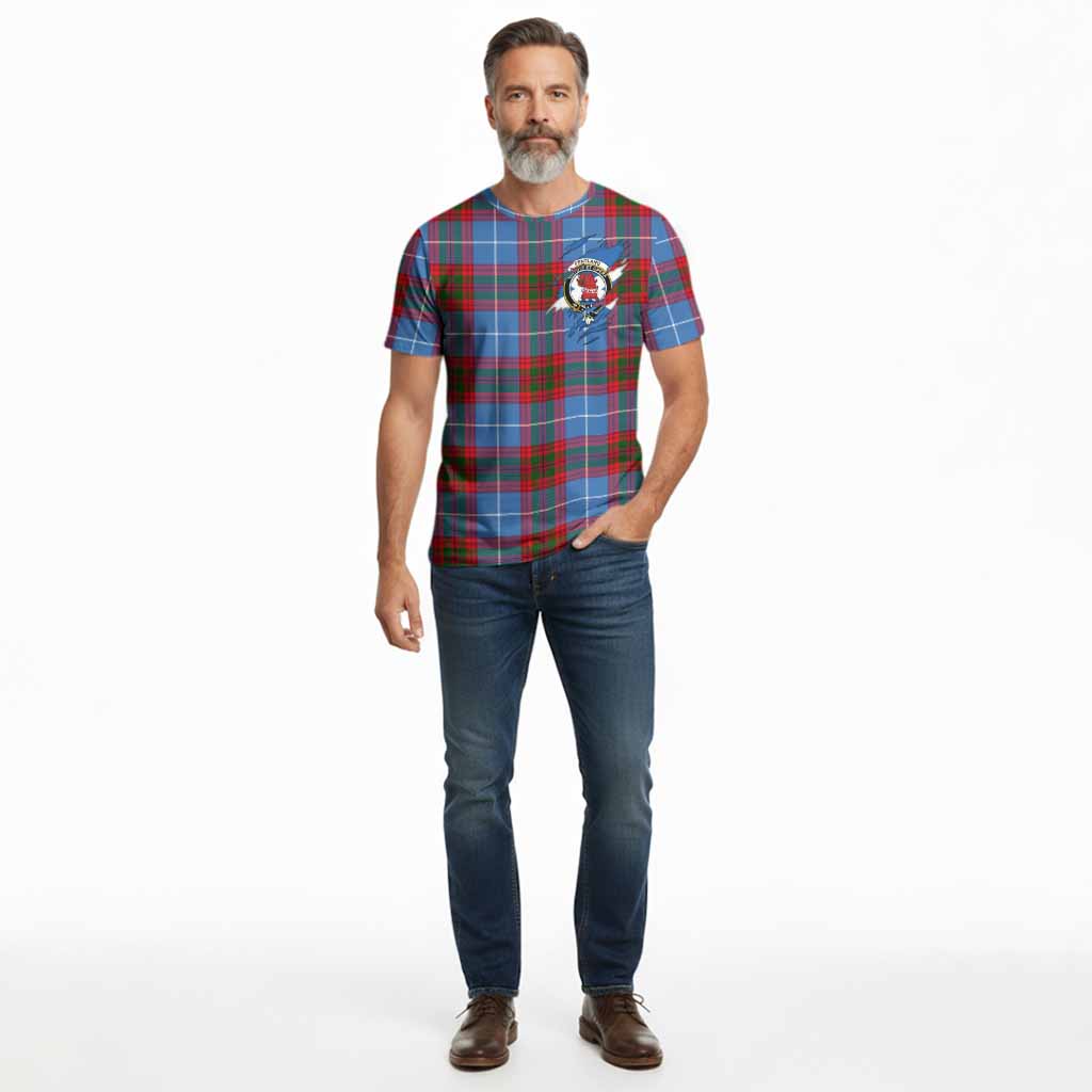 Pentland Clan Crest In Me Tartan Cotton T-shirt Scotland Flag Style