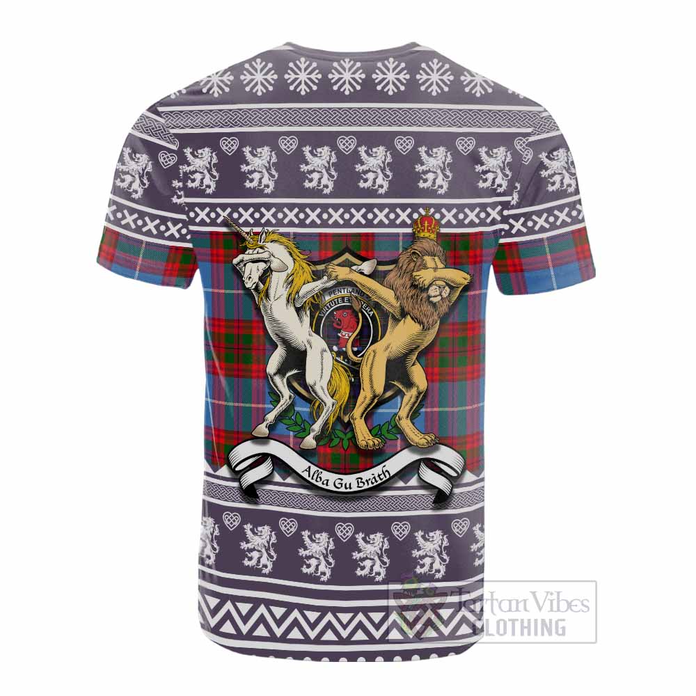 Pentland Clan Tartan Crest Christmas Cotton T-shirt Coat of Arms Funny Style - Tartan Vibes Clothing