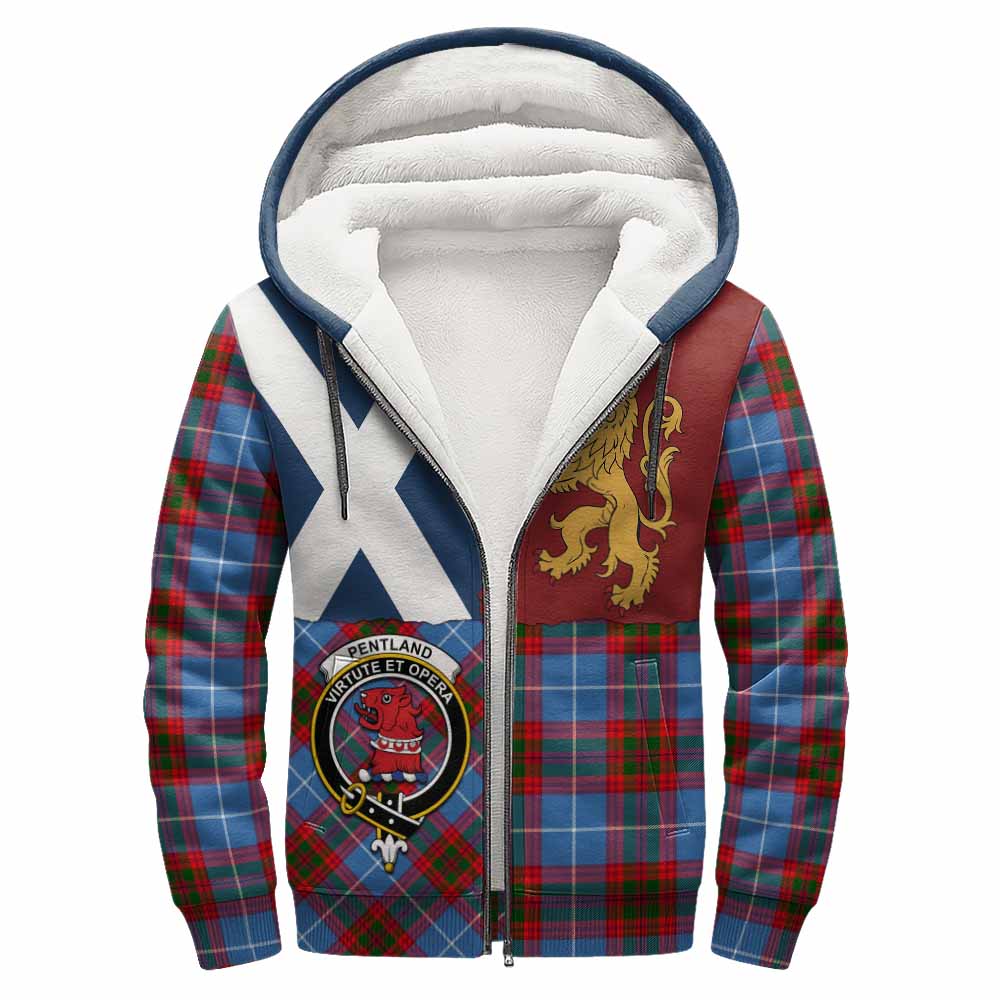 Pentland Crest Tartan Sherpa Hoodie with Lion Rampant Saltire Style