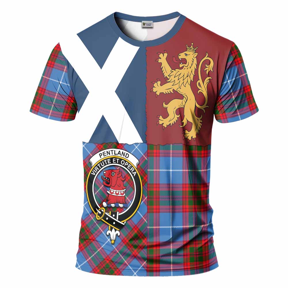 Pentland Crest Tartan T-Shirt with Lion Rampant Saltire Style