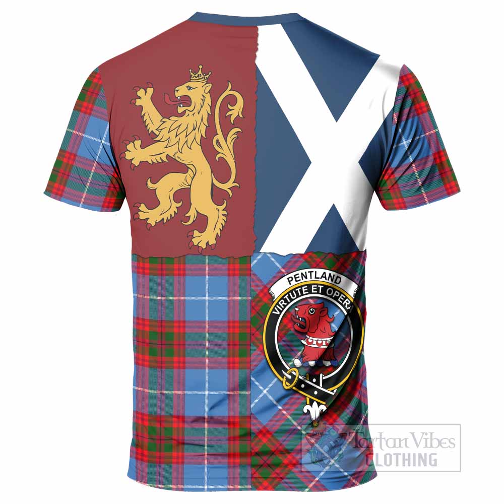 Pentland Crest Tartan T-Shirt with Lion Rampant Saltire Style