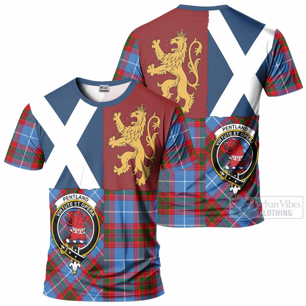 Pentland Crest Tartan T-Shirt with Lion Rampant Saltire Style