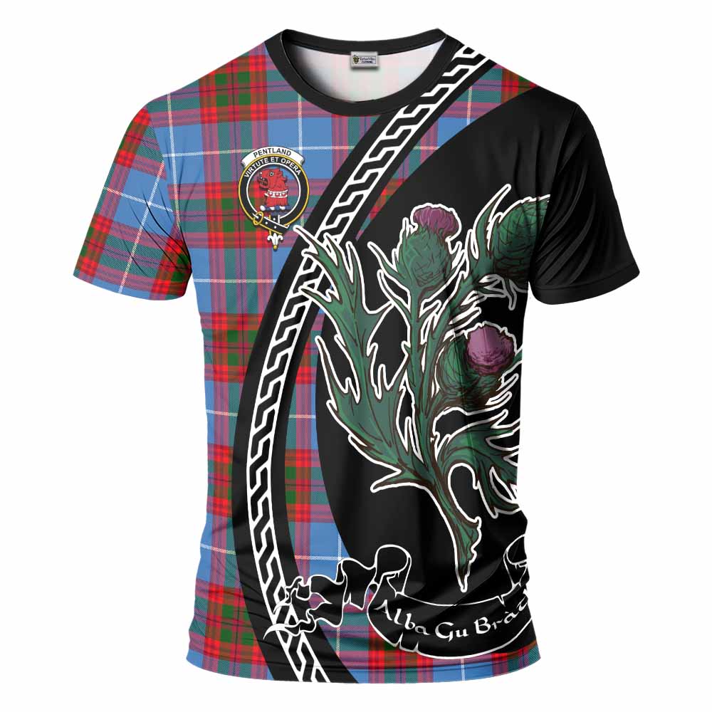 Pentland Family Crest Tartan T-Shirt Alba Thistle Inspired - Tartan Vibes Clothing