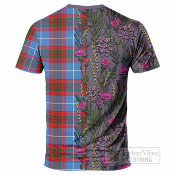 Pentland Family Crest Tartan T-Shirt Scottish Thistle Flower Pattern Half Style - Tartan Vibes Clothing