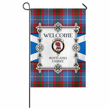Pentland Family Crest Tartan Welcome Garden Flag Saltire Harmony Style
