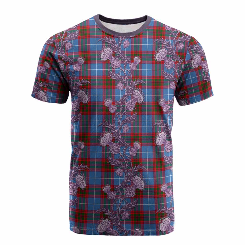 Pentland Tartan Cotton T-shirt Seamless Scottish Thistle Flowers