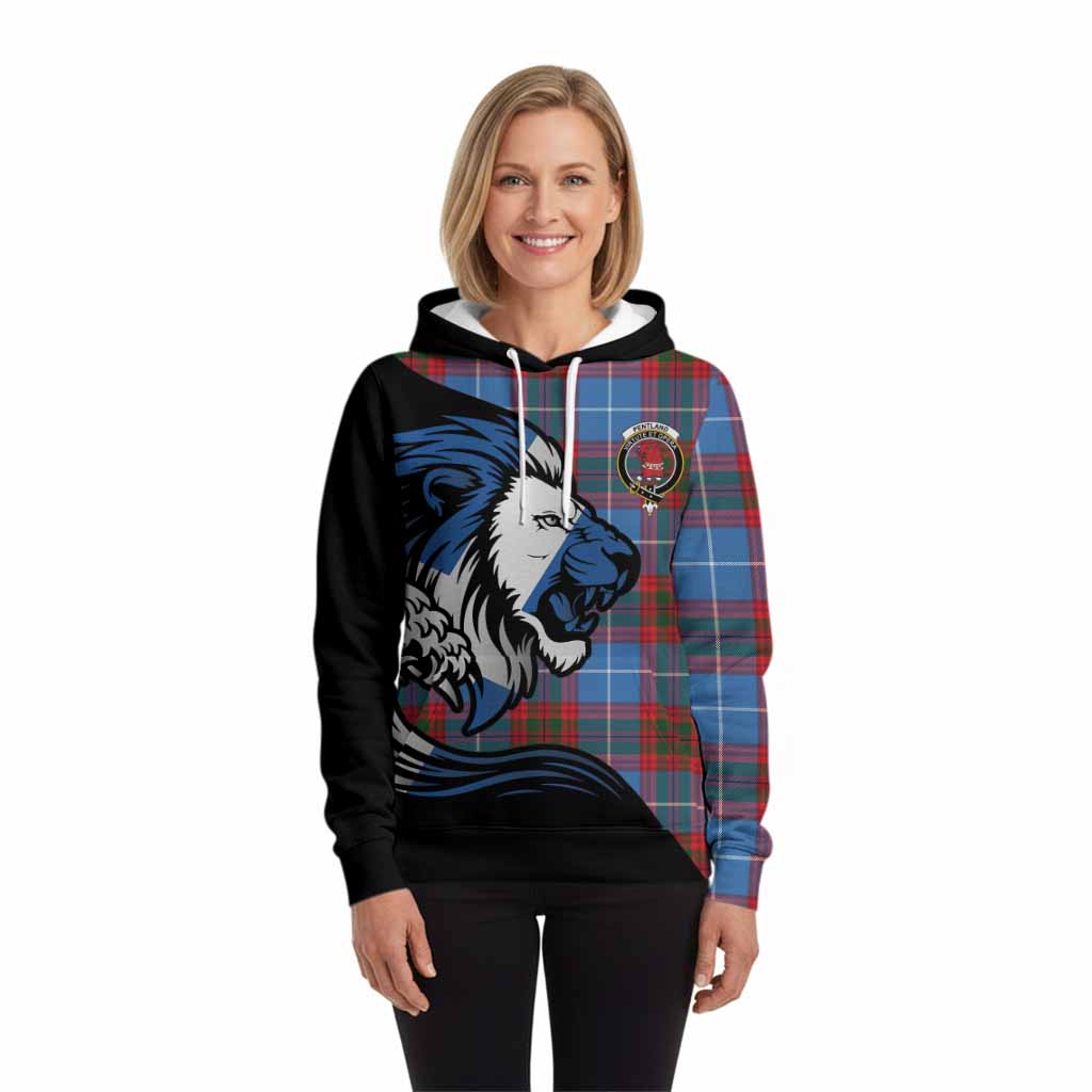 Pentland Tartan Crest Hoodie Scottish Golden Lions Wave Flow