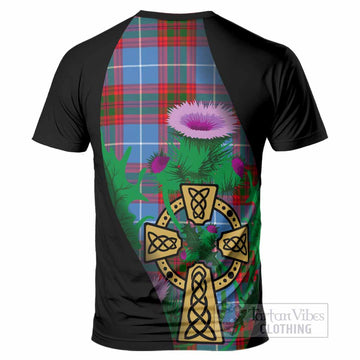Pentland Tartan Crest T-Shirt Celtic Cross Thistle Flowers