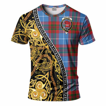 Pentland Tartan Crest T-Shirt Celtic Knot and Triple Trickle Spiral Symbols