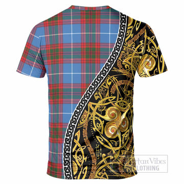 Pentland Tartan Crest T-Shirt Celtic Knot and Triple Trickle Spiral Symbols