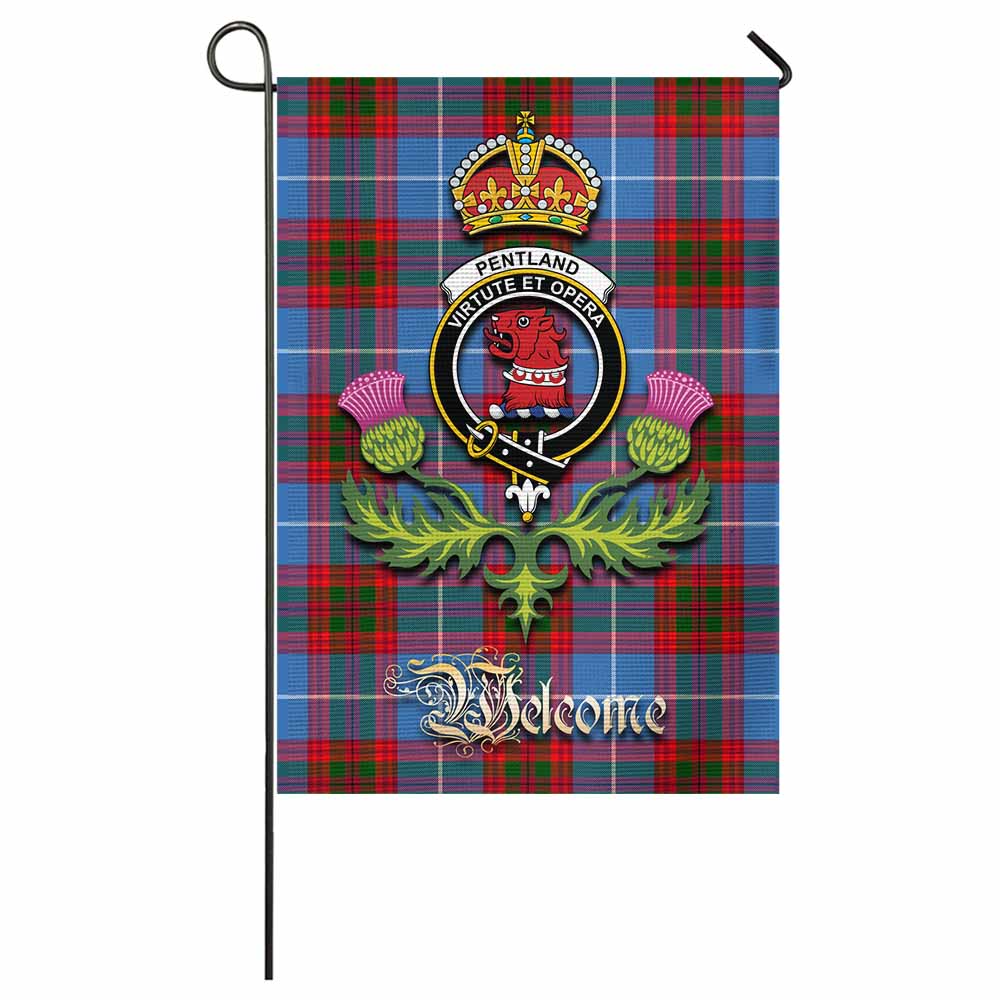 Pentland Tartan Family Crest Garden Flag Royal Thistle Welcome Style - Tartan Vibes Clothing