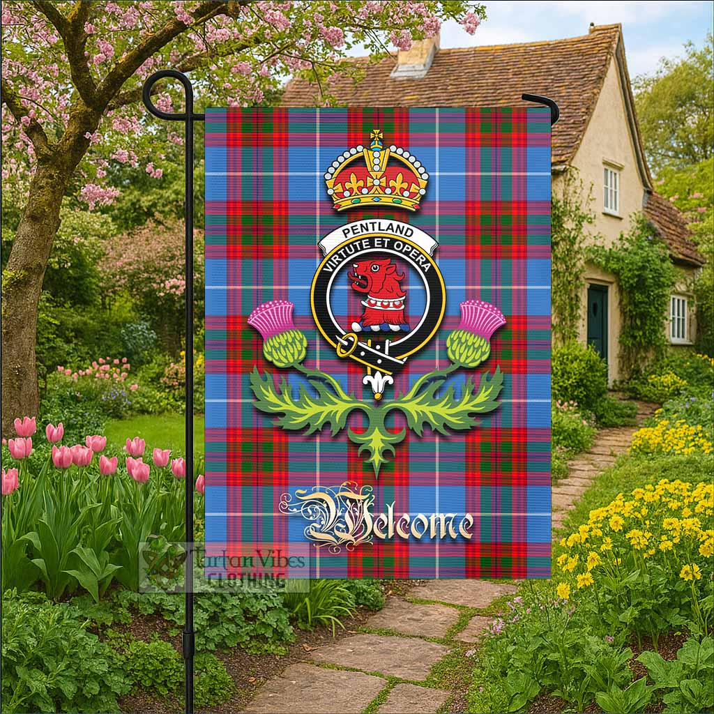 Pentland Tartan Family Crest Garden Flag Royal Thistle Welcome Style - Tartan Vibes Clothing