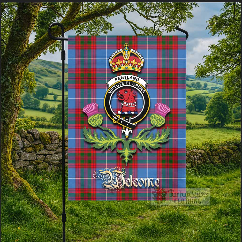 Pentland Tartan Family Crest Garden Flag Royal Thistle Welcome Style - Tartan Vibes Clothing