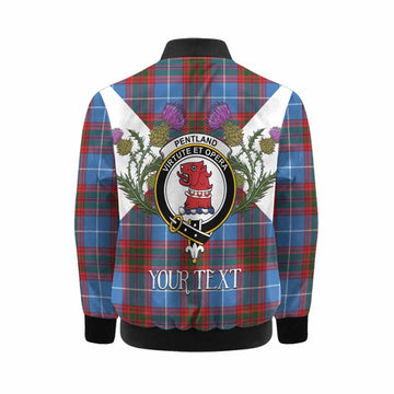 Pentland Tartan Family Crest Kid Bomber Jacket Scottish Burns Night Thistle Floral