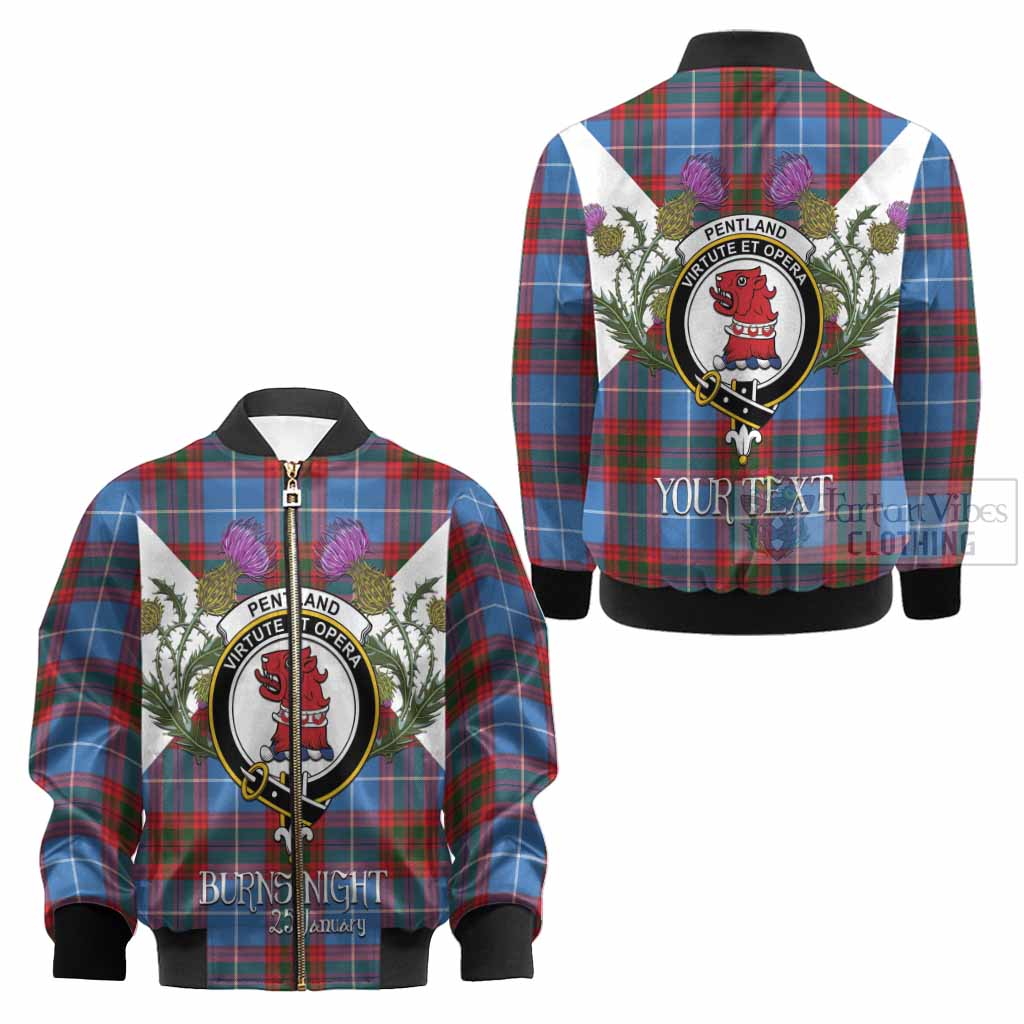 Pentland Tartan Family Crest Kid Bomber Jacket Scottish Burns Night Thistle Floral