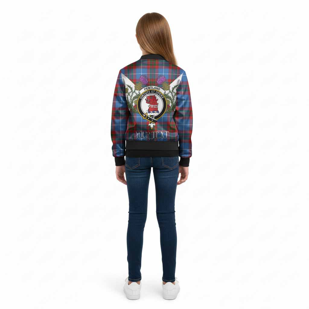 Pentland Tartan Family Crest Kid Bomber Jacket Scottish Burns Night Thistle Floral