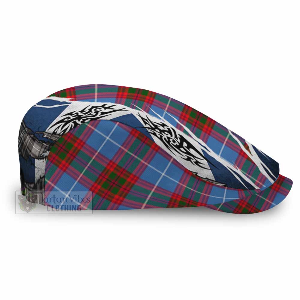 Pentland Tartan Flat Cap, Jeff Cap Scotland Flag Ripped Tribal Design