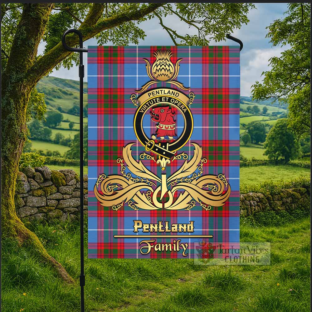 Pentland Tartan Garden Flag with Highland Thistle Cherish Family Crest Style - Tartan Vibes Clothing